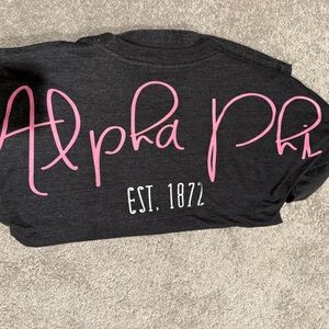Charcoal Tee with Pink Script